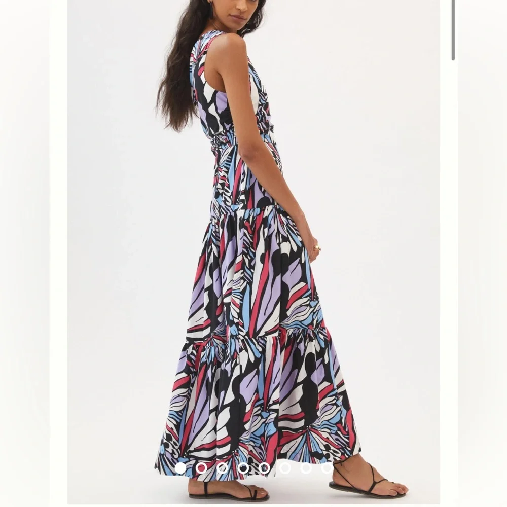 Anthropologie Maeve One-Shoulder Printed Midi Dress Size 6 - Picture 4 of 7